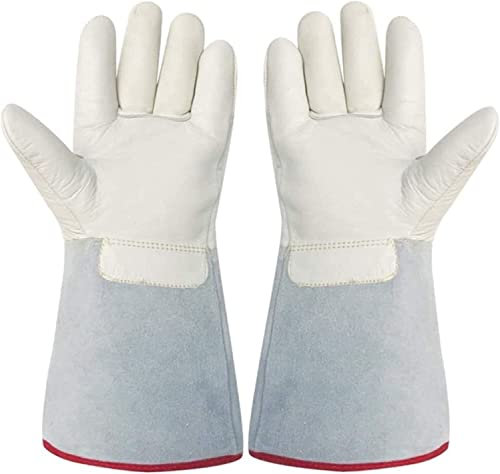 PUJIANA Sicherheitsarbeitshandschuhe, Schweißhandschuhe, hitzebeständige und feuerfeste Handschuhe, Gartenhandschuhe mit Stulpen, 80–200 °C, Handschuhe mit flüssigem Stickstoff(40cm)