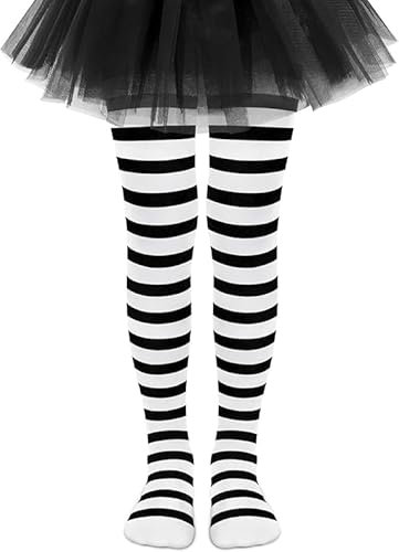 Collant Halloween Femme. Collants Noirs À Rayures Blanches Ou Collants. Collants Tayas Pour Costumes D'Halloween. Accessoires Ou Compléments Pour Les Costumes Du Halloween.