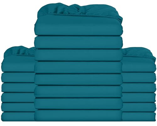 Utopia Bedding Fitted Sheet Bulk Pack of 20 Pieces - Double, Denim Blue - Deep Pocket - Easy Care Soft Brushed Microfibre Fabric - Shrinkage and Fade Resistant - Bottom Sheet