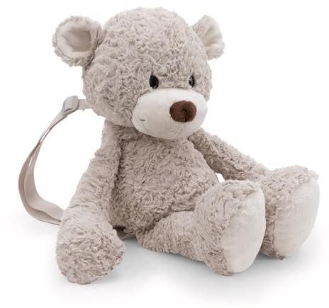NICI Rucksack Bär Finni 40cm - grau - Rucksack für Mädchen und Jungen im Kindergarten oder Kita – verstellbare Träger, Reißverschluss, Plüschbär | 62328