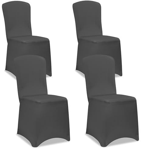 DETEX® Stuhlhussen 4er Set Grau ÖKO-TEX® Zertifiziert Stuhlbezug Stretch Waschbar Hussen für Stühle Weihnachten Bezug Überzug Esszimmer Hochlehner
