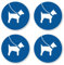 Lot de 4 panneaux d'obligation en laisse pour chien - Conforme à la norme DIN EN ISO 7010 / ASR A1.3 - Diamètre : 15 cm