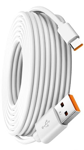 5m Extra Long USB C Cable,Durable USB A to USB C Fast Charge and Data Sync Cord Power Extension Charging Lead for Security Cameras Tablets USB-C SmartPhones Controller and More(White)