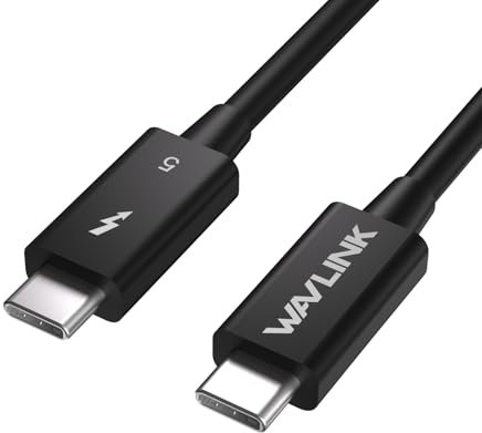 WAVLINK Thunderbolt 5 Cable, 120Gbps Fast Data Transfer and 240W Power Delivery USB-C Cable, 8K/16K Display Support, Backwards Compatible TB4/3/USB4/3, Ideal for Gaming, Laptops, Monitors, Docks-2.6ft