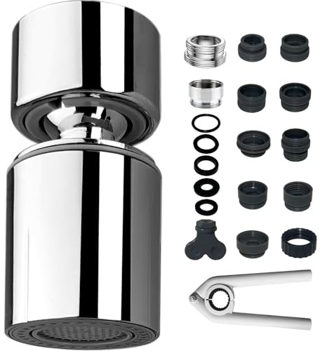 REZZI Aireador Grifo Cocina 360° Giratorio Atomizador Grifo Ajustable 2 modos Difusor Grifo Cocina Fregadero Difusor Compatible con la Mayoría de Grifos