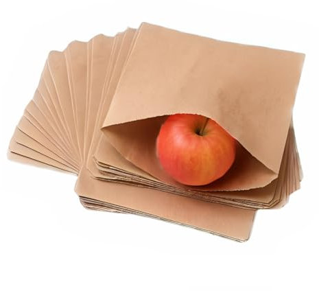 Clearly | Food Grade Brown Strung Paper Bags 10 x 10 | Premium Quality UK Made Sulphite Paper Bags - Ideal For Kitchen Food Sandwich Fruit Veg Storage Grocery Shop Pastries (100)