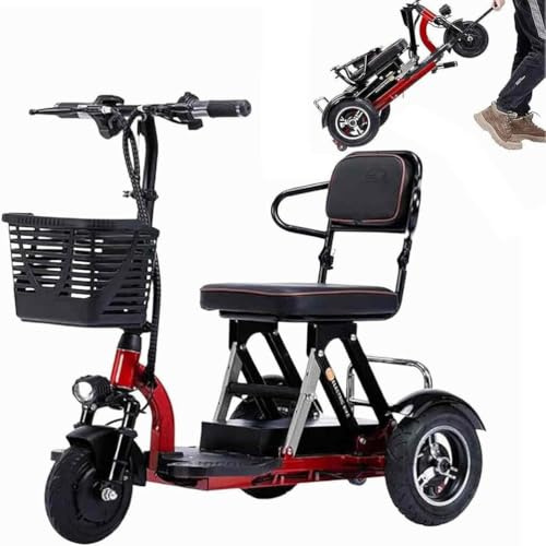 Generisch Elektro Dreirad Für Senioren Elektrisch Elektromobile Faltbar Elektrischer Rollstuhl Rollator Leichter Reisemobilitätsroller Mit Ladegerät Und Korb,Blau,94cm*53cm*83cm