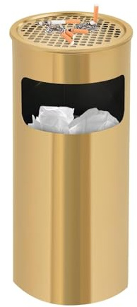 GUQASDV Standaschenbecher Aus Edelstahl Mit Herausnehmbarem Inneneimer, Abfalleimer for Den Innen- Und Außenbereich, Goldener Zylindrischer Zigarettenkippenbehälter for Büro, Garten