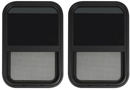 2er-Set Wohnmobil Schiebefenster mit Fliegengitter & Entwässerung,RV-Fenster aus Aluminiumlegierung mit Rundum-Dichtung & Verstärkungsring,Türfenster Für Caravans und Anhänger (38.1 * 55.88cm)
