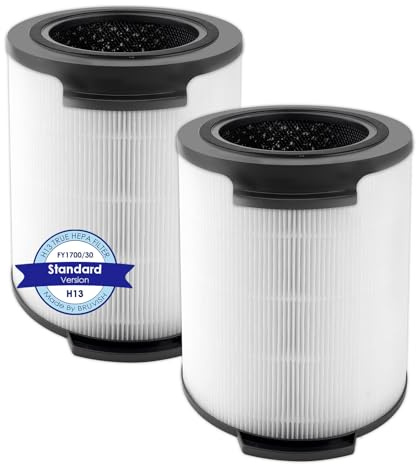(2 Pack) Replacement Filter for Philips 1000i Series, AC1711, AC1715 Air Purifiers, AC1715/70, AC1715/41, AC1715/30, H13 True HEPA Filter, Activated Carbon Filter, 3 Stage Filtration (FY1700/30)