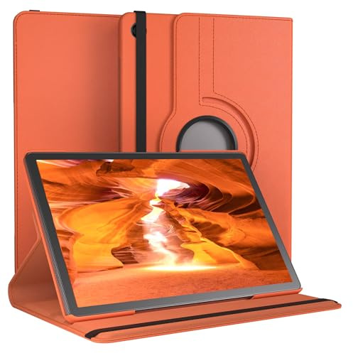 EAZY CASE - Tablet Hülle für Samsung Galaxy Tab A11 Plus Schutzhülle 11 Zoll Smart Cover Tablet Case Rotationcase zum Aufstellen Klapphülle 360° drehbar mit Standfunktion Tasche Kunstleder Orange