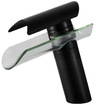 Bad Waschbecken Wasserhahn Glas Torneira Warm- und Kaltwasser-Mischbatterien Wasserfall mit kurzem Typ(Black)