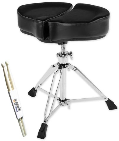 ahead SPG-BL Schlagzeug-Hocker Schwarz mit keepdrum Drumsticks