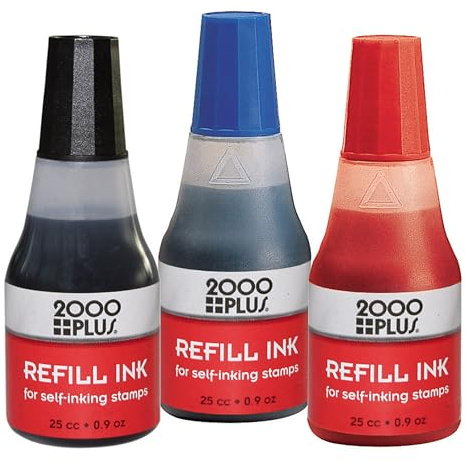 2000 Plus Ink Refill for Self-Inking Stamps and Stamp Pads, Red, 0.9oz (032960)