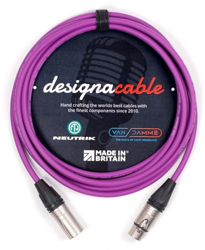 Van Damme Balanced Cable - Neutrik XLR to XLR - Microphone Patch Leads - Multiple Colours and Sizes Available - 50cm - Purple
