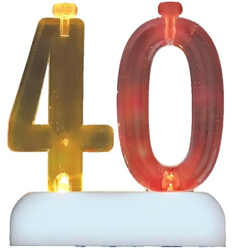 Unique Party 37544 - Colour Changing Flashing Number 40 Birthday Candle Holder with 4 Candles