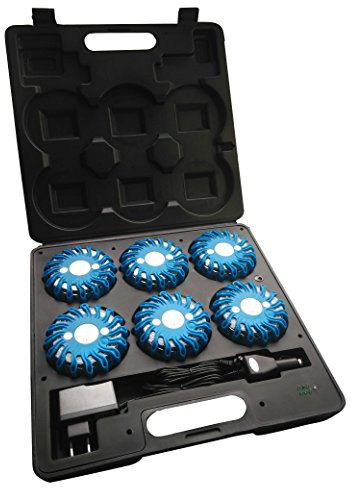 LEDWARNING Mallette de 6 balises Pro gyrophare de signalisation PRO à 16 Leds bleue rechargeable Vendeur et stock en FRANCE