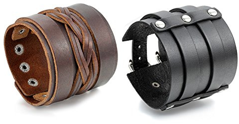 OIDEA Herren Armband Leder Armschmuck Schwarz, Braun Breite Lederarmband Surferarmband Armreifen Verstellbar