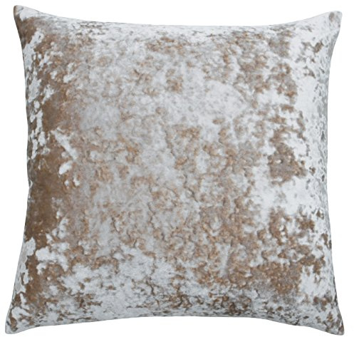 Riva Paoletti Verona Cushion Cover Square - Oyster Beige - Velvet Feel - Crushed Velvet Look - Hidden Zip Design - 100% Polyester - 55 x 55cm (22 x 22 inches) - Designed in the UK