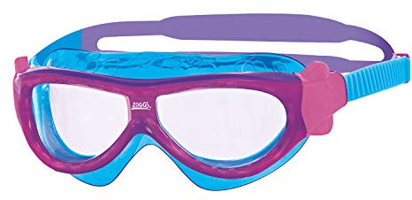 Zoggs Masque Phantom pour enfants avec protection UV et lunettes de natation anti-buée, 0-6 ans, Violet / Bleu Clair / Clair
