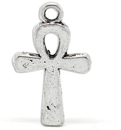 PEPPERLONELY 25 Stück Antik-Silber-Legierung Ankh Ägypten Kreuz Charms Anhänger 22 x 13 mm, Metall, Kein Edelstein