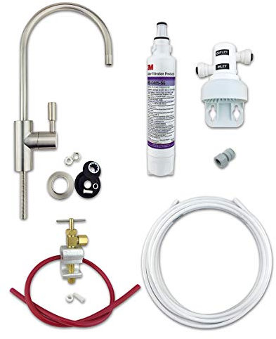 Kit de filtro de agua potable 3M (filtro calificado de bacterias) sistema completo de bricolaje con grifo de níquel cepillado