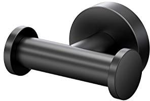 Gatco 4635AMX Glam Double Robe Hook, Matte Black