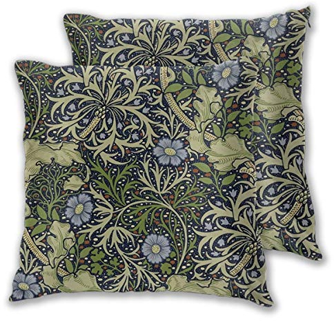 Art Fan-Design Kissenbezug William Morris Seetang-Muster, quadratisch, 2er-Set, für Sofa, Stuhl, Couch, Schlafzimmer, dekorative Kissenbezüge, 45,7 x 45,7 cm