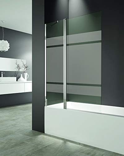 Paroi de baignoire - Fixe avec lame rabattable 6 mm avec traitement anti-calcaire - Dimensions 150 x 122 cm - Profils en aluminium et élévation par rotation (Frost Plus)