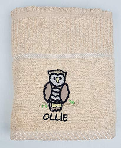 Sue Rossi Ltd 100% Turkish Cotton Tea Towels Embroidered Animal Cooks Cloth 3 Pack Kitchen Towel Set (Beige Owl)