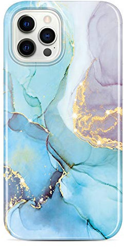 JIAXIUFEN iPhone 12 Pro Max Handyhülle TPU Silikon Schutzhülle Handytasche Handy Hülle für iPhone 12 Pro Max 2020 6.7 - Marmor Mint Purple