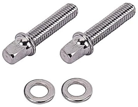 Alnicov 2 Pcs Drum Tension Rods 5mm Drum Screws with Washers for Bass Drum Accessories with Washers Silver 34.5mm Length