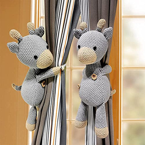 Raffhalter mit Cartoon-Vorhangschnalle, Tierriemen, Vorhanghaken, Vorhang-Clip, Raffhalter für Kinderzimmer, Fensterdekorationen (grauer Hirsch), 2 Stück