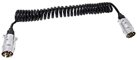 TAEUYYM Cavo Rimorchio 7 Poli 3,9m,12V Lega di Alluminio Metallo Spina Rimorchio 7 Poli Spiral Cavo, Spiral Cavo 7 Poli Connettore per RV Camion Caravan Trattori Auto Rimorchio (Cavo 7 Poli 3,9m)
