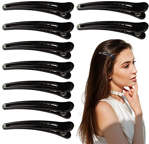 Androxeda 9 pcs Combi Clip Haarclips Haarklammern Haarspange Haar Klammer Abteilklammern Hair Clips Combi aus Kunststoff Schwarz