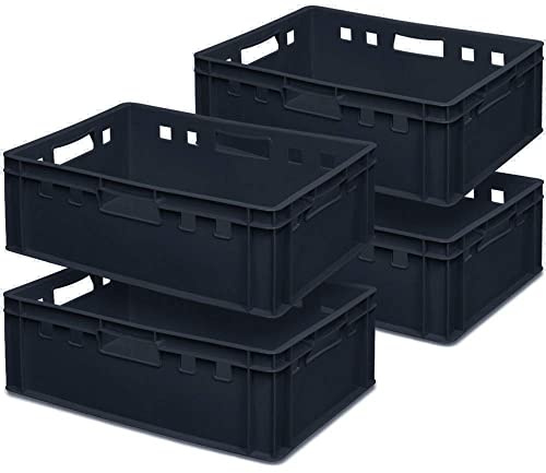 BRB 4x Fleischkasten E2, LxBxH 600x400x200 mm, PE-HD, lebensmittelecht (schwarz)