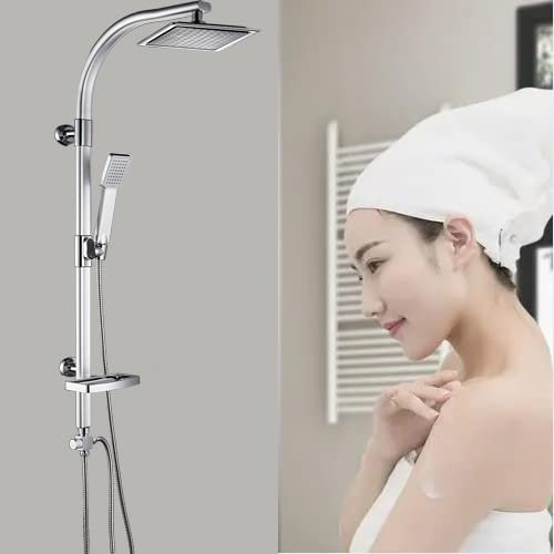 Ensemble pommeau de douche et douchette - Colonne de douche sans thermostat - Colonne de douche effet chromé - Alliage d'aluminium ABS