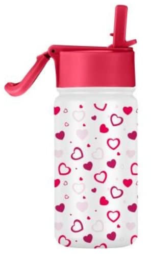 SOLARA Borraccia per bambini | Bottiglia d'acqua per bambini | Bottiglia per bambini | Bottiglia per bambini in acciaio inox | Bottiglia d'acqua per bambini | Bottiglia di paglia per bambini | Cuori