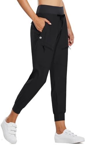 baleaf Damen Cargo Jogginghose 25'' Leichte Wanderhose Atmungskativ Schnelltrocknend Workout Lounge Casual Outdoor Funktionshose Schwarz XL