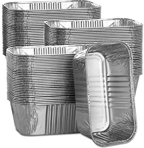 MOACOCK 100 Pack 1Lb Aluminum Mini Loaf Baking Pans, 6” x 3.5” x 2” Heavy Duty Disposable Loaf Pans, Thick Foil Bread Pans for Baking Holiday Treats Food Storage and Takeout