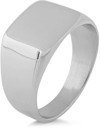 Akitsune Solida Ring | Rechteckiger Design-Ring Frauen Herren Edelstahl Elegant Luxus Premium Minimalistisch Siegel - Silber - US 12