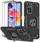 KANSi Coque pour Xiaomi Redmi Note 11 Pro Plus/Redmi Note 11 Pro+, Verre Trempé [2 Pièces] + Housse TPU Silicone Rotation 360° Aimant Anneau Support Double Défense Protection Etui - Noir