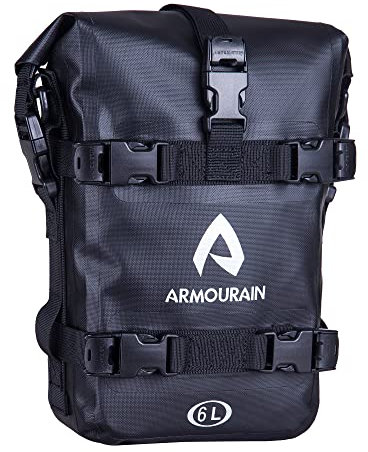 ARMOURAIN Borsa Paraurti Moto Impermeabile 6L Borse Moto Paramotore con Tracolla Moto Crash Bar Borse Laterali Impermeabili Strumenti Equitazione Accessori (TPU Nero)