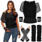 WILDPARTY 80er 90er Jahre Outfit Damen, Netzshirt, Tank top, Beinwärmer, Netzhandschuhe, Kostüm 80er Jahre Netzoberteil Damen Tops Neon Shirt 80s Aerobic Outfit Kleidung Mottoparty Clothes
