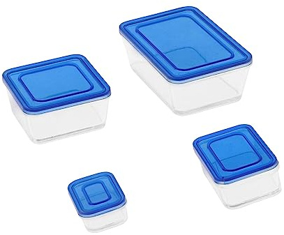 ECSiNG 4 Stück Puppenhaus Lebensmittel Aufbewahrungsbox 1/6 1/12 Maßstab Puppenhaus Bento Box Mini Frische Box Puppenhaus Ornament für DIY Herstellung Kunststoff Blau