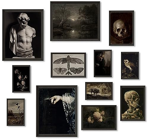Dark Academia Wandkunst und Poster – Hexe, gotische Heimdekoration für Halloween, Schlafzimmer