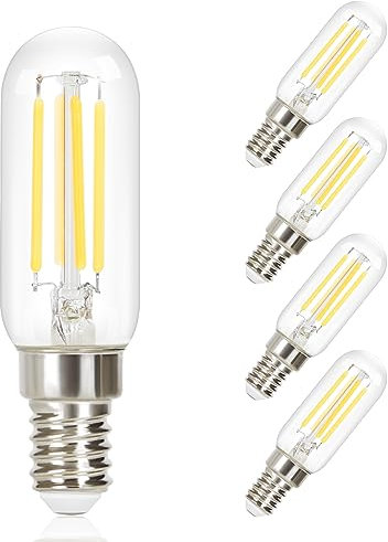 GBLY 4er pack E14 LED Kaltweiß Glühbirnen Vintage - T25 LED Leuchtmittel Lampe 6000K Birnen 4W Energiesparlampe Light Bulbs Edison Glühlampen Filament Dunstabzugshaube Glas 360° Abstrahlwinkel