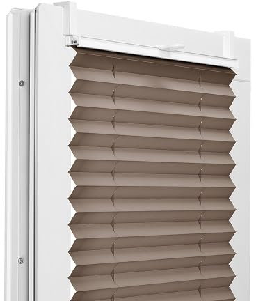 Fenster DEKOR - Plissee Klemmfix ohne Bohren Breite 95 cm x Höhe 130 cm - Fenster Plissees innen Braun - Faltrollo blickdicht - Faltrollos einfach zu montieren - Blissett Rollo