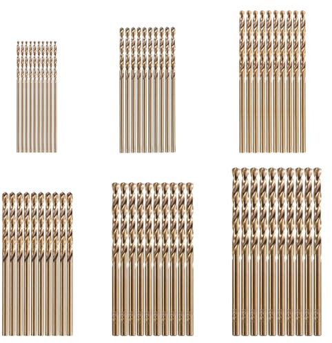 HPMAISON True 5% Cobalt Jobber Drill Bit Set, 60Pcs Metric M35 High Speed Steel Twist Drill Bits 1mm-3.5mm, Extremely Heat Resistant for Stainless Steel, Cast Iron, Hard Metal, Aluminum, Plastic, Wood