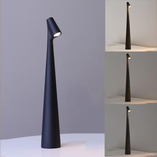 LOGT Tischlampe Kabellos Touch Dimmbare LED Akku Tischleuchte Tragbar USB Aufladbar Nachttischlampe Wiederaufladbar Leseleuchte 3000K Warmweiß für Esstisch Schlafzimmer Camping Balkon,Schwarz